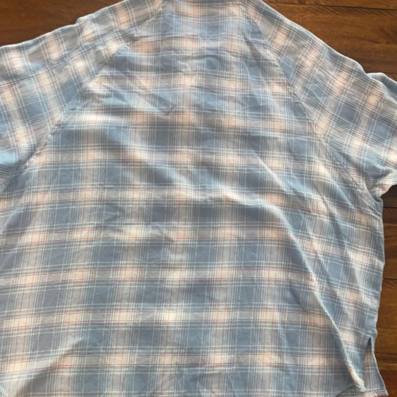 Heyson Lightweight Blue Plaid flannel Oversized Shirt size Small - Picture 14 of 16